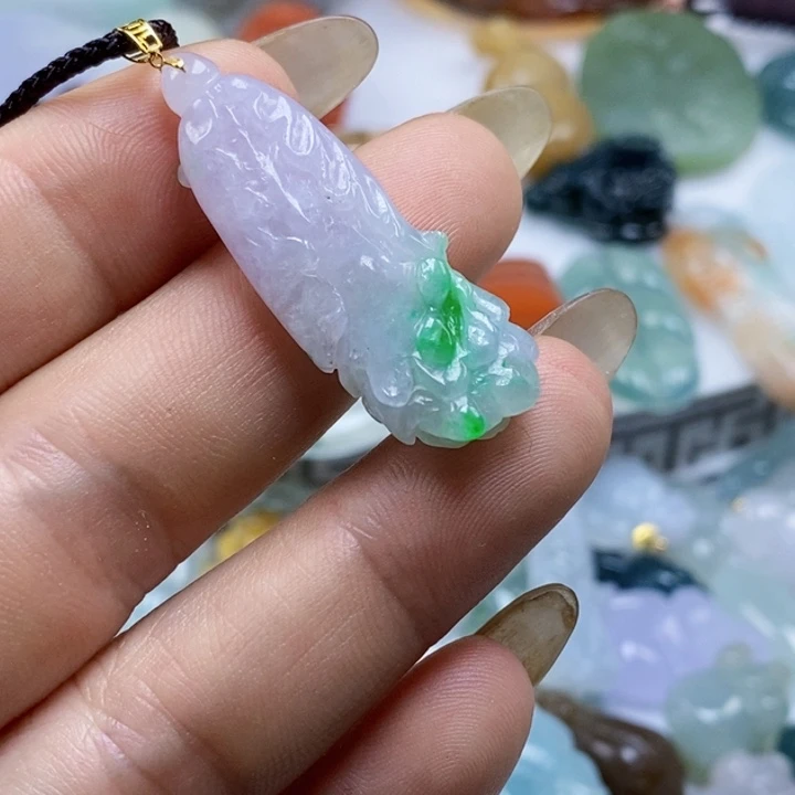 翡翠18K金镶嵌吊坠(不含链)c***k