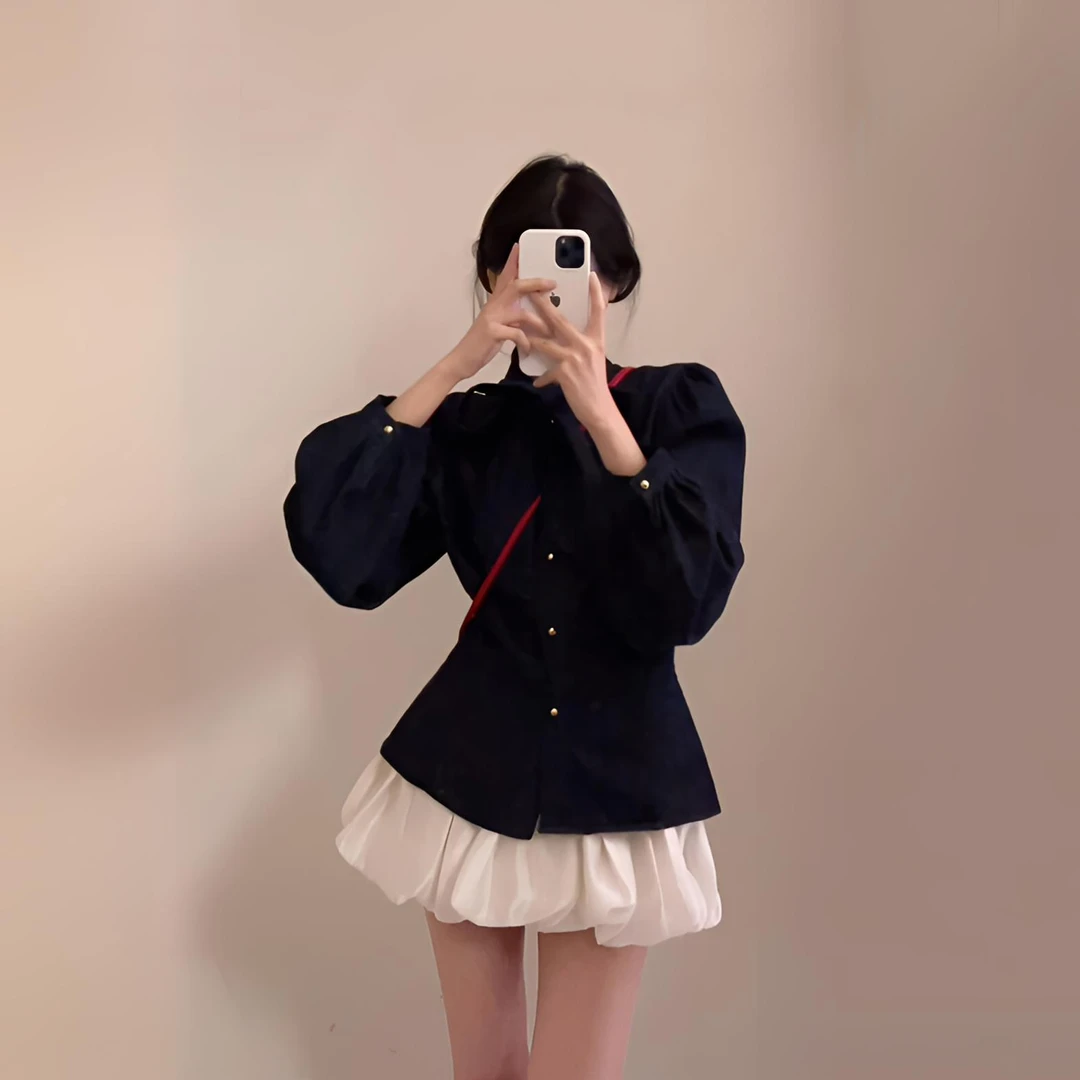 小众炸街高级感女装2025春季气质减龄蝴蝶结牛仔衬衫半身裙两件套