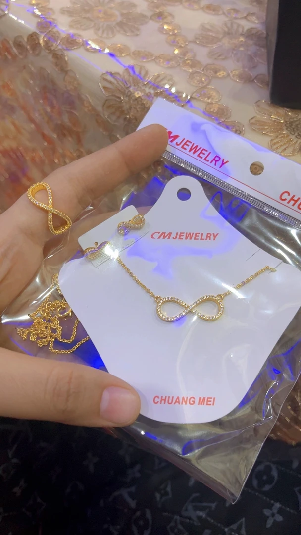 钛钢项链 钛钢金色新款三件套项链