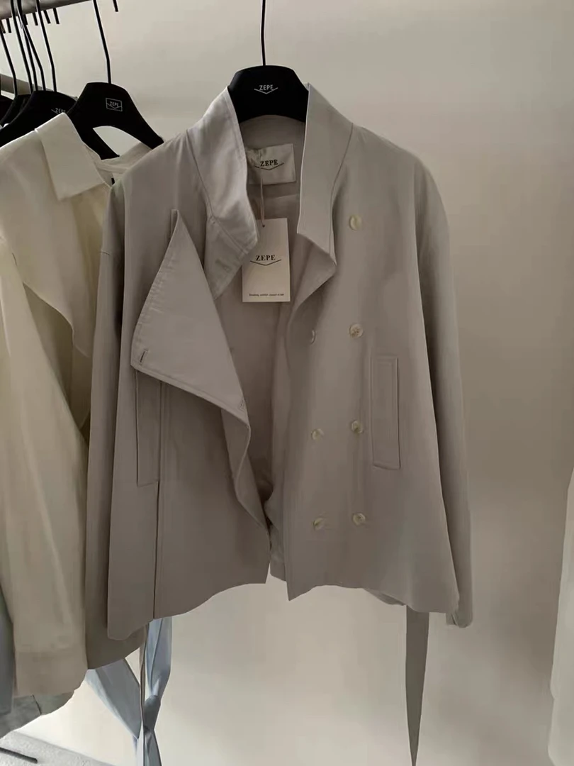 07300 简约时尚春秋韩系气质感风衣外套