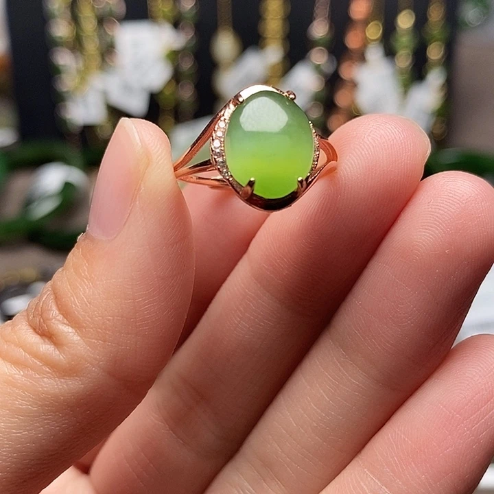 和田玉银S925镶嵌戒指