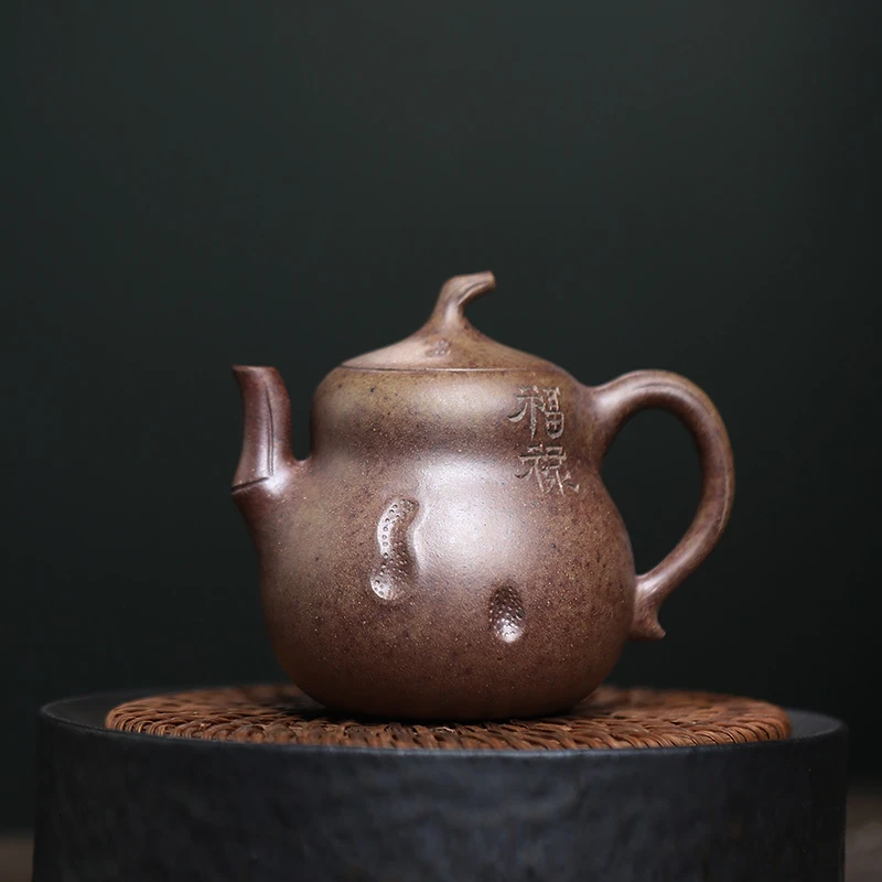 大吉羊柴烧 宜兴紫砂壶茶壶 原矿本山绿泥福禄130ml徐雅