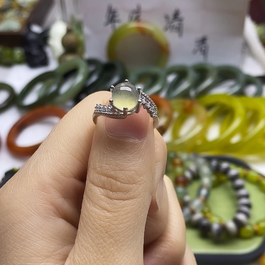 蛇纹石玉合金戒指