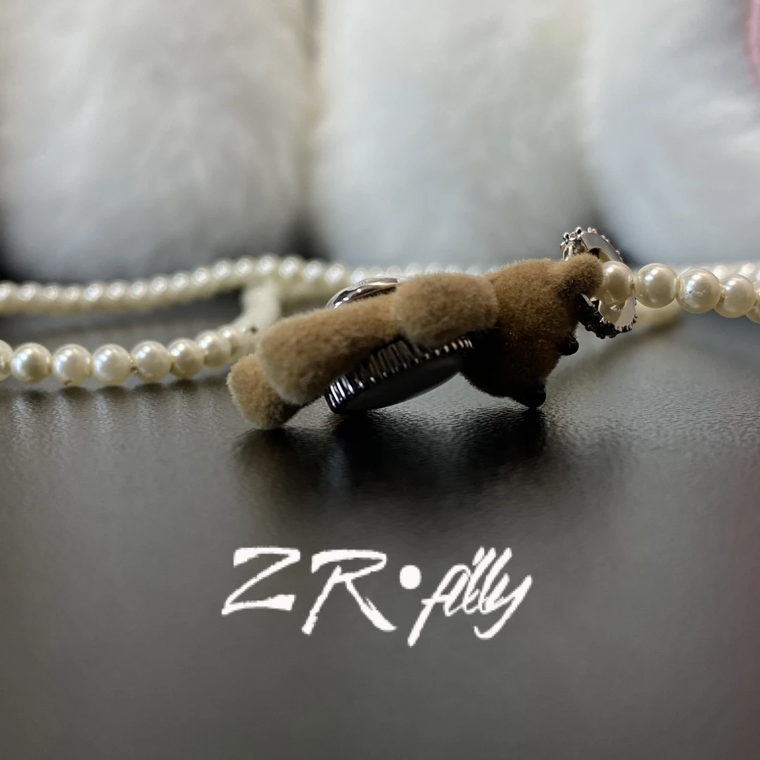 铜合金仿珍珠项链 时尚个性熊项链3956