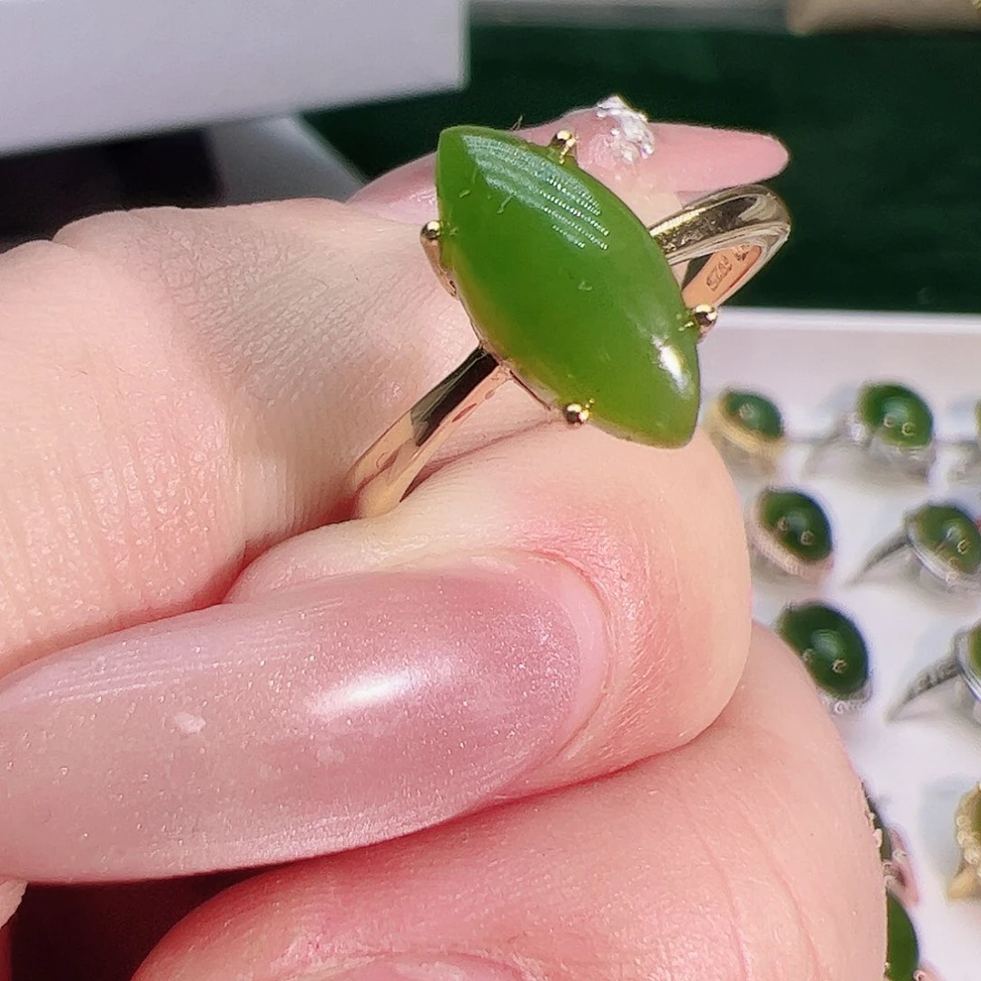 和田玉戒指银S925镶嵌