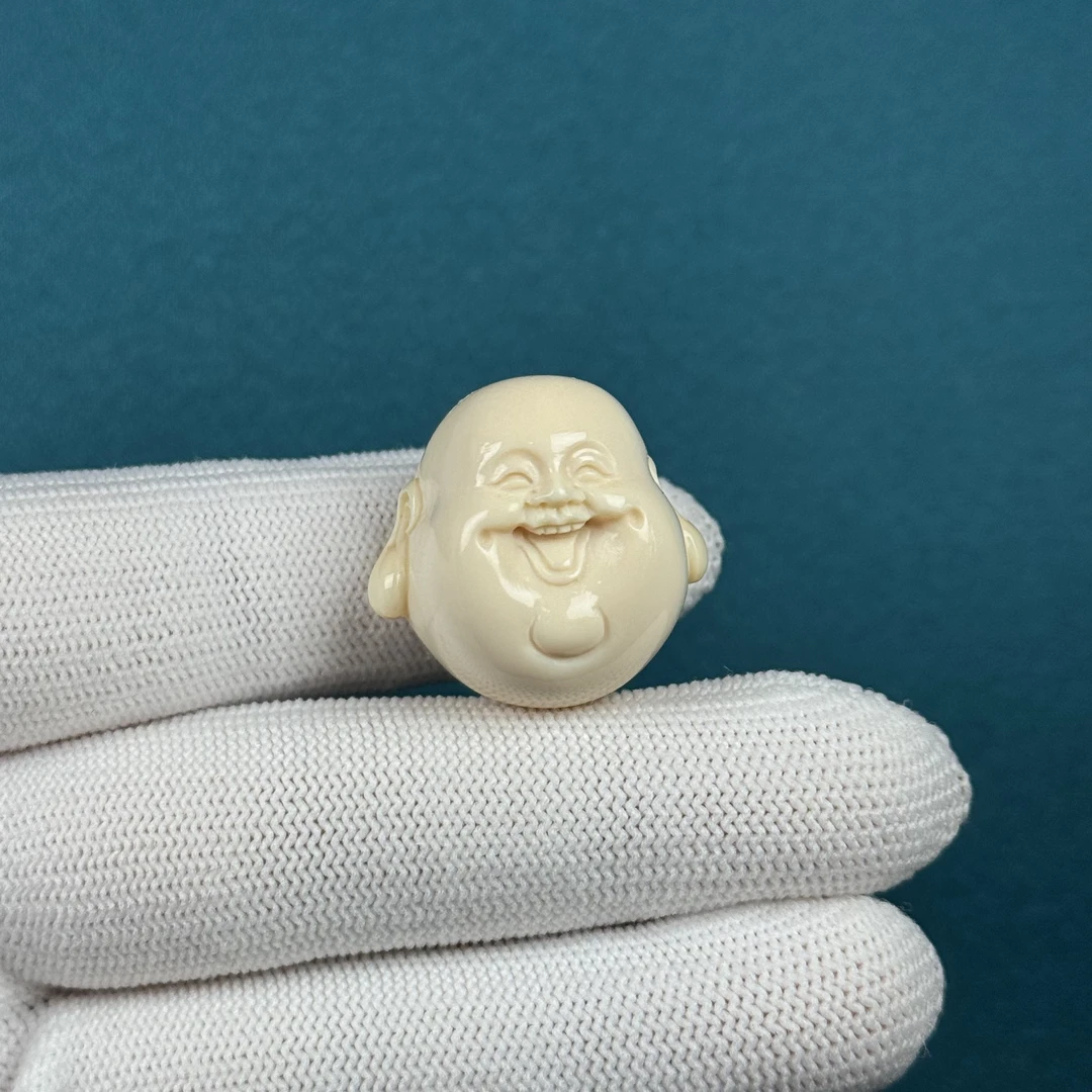 H23-37天然猛犸牙 弥勒佛头 25.4*24*18.3mm支持复检假一罚十