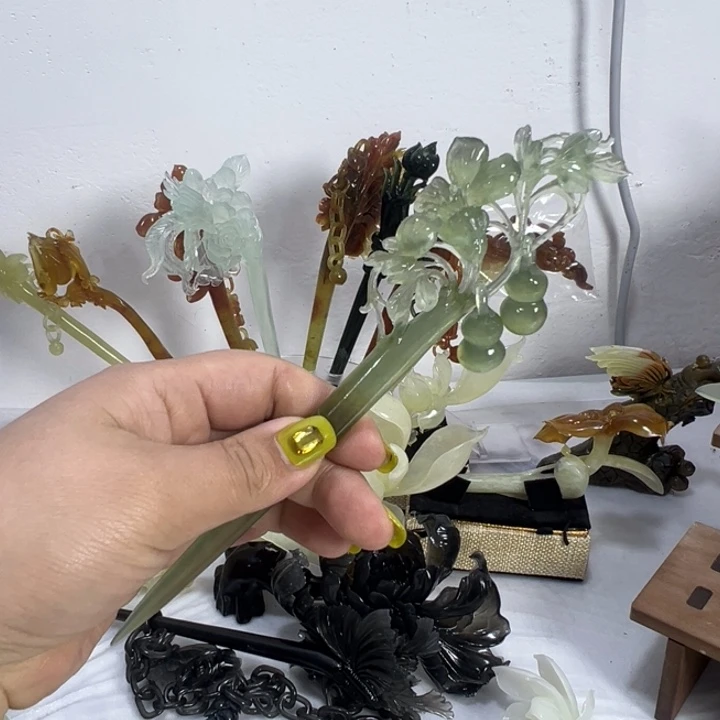 定制蛇纹石玉爱**守毛货发饰