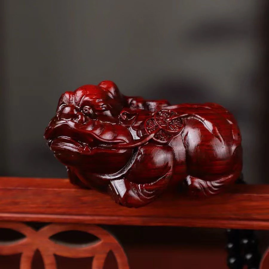 紫檀木雕刻瑞兽招财进宝貔貅手把件男随身把玩件摆件文玩