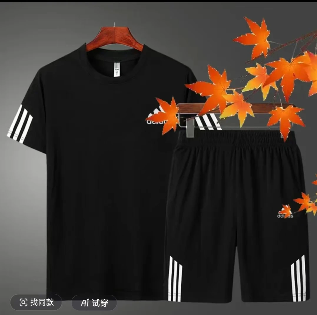 夏季冰丝速干圆领套装男女同款