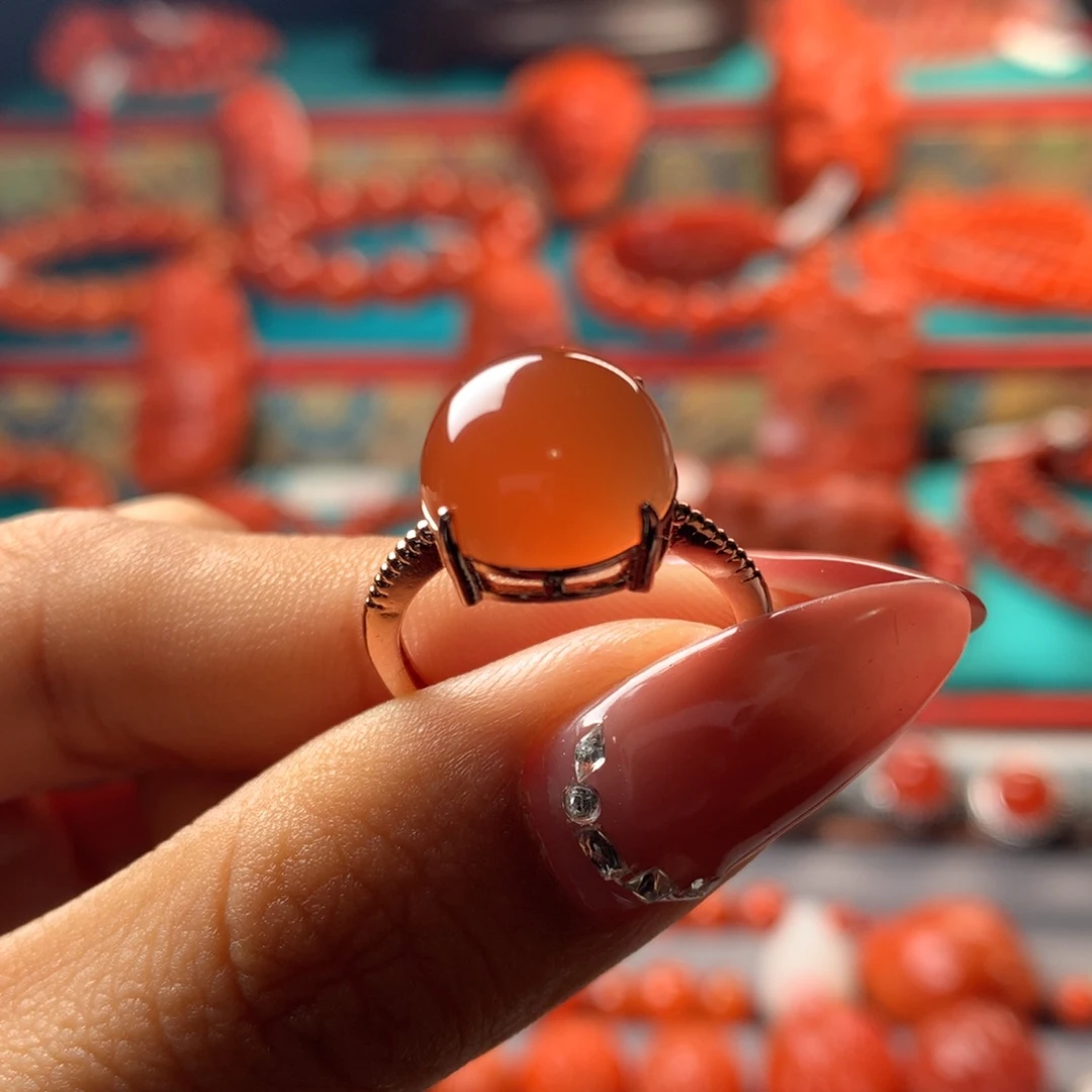 合金南红玛瑙戒指