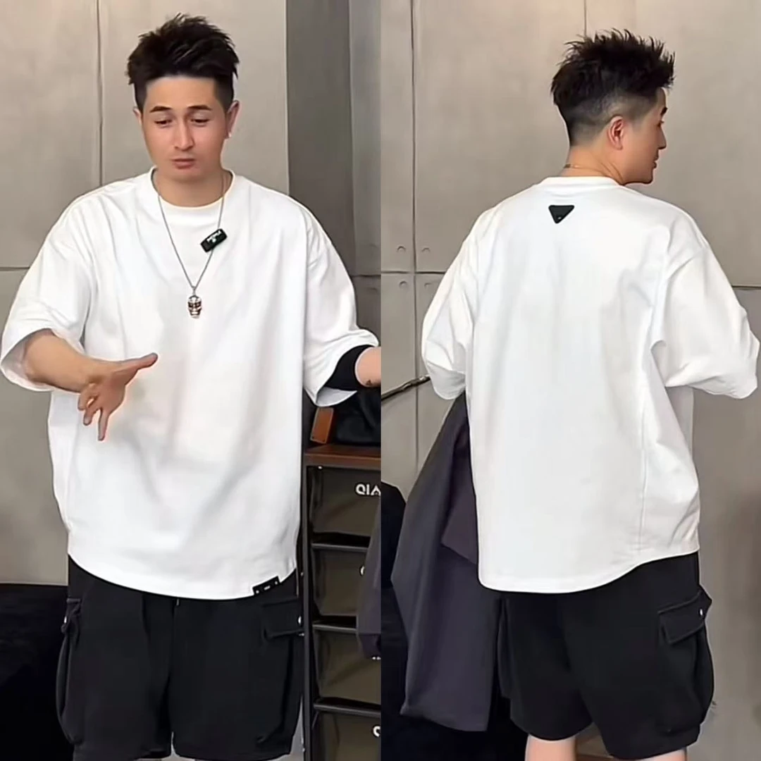 到位男装春夏时尚休闲极简松弛感纯色蝙蝠短袖T恤圆领情侣百搭