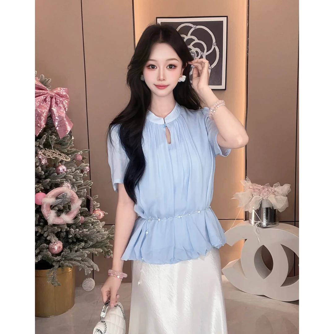 【盛夏铃兰】2025夏新品清冷风气质优雅高级温柔衬衫上衣显白衬衫
