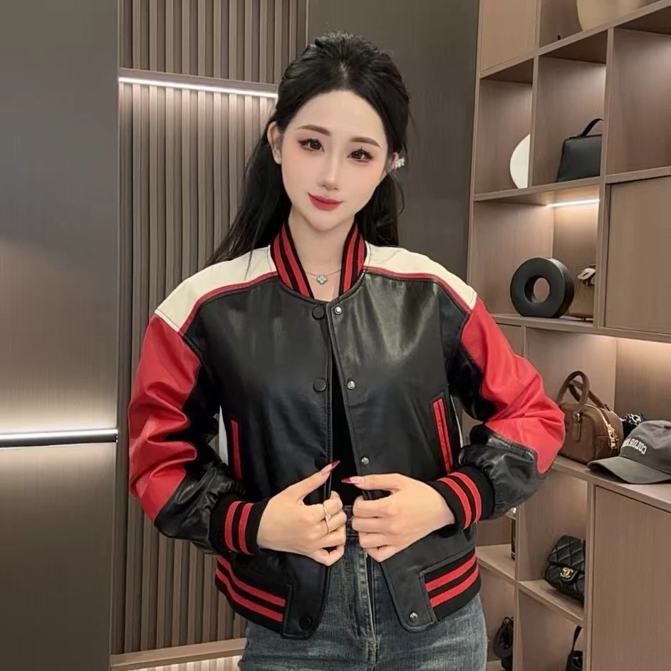 【七月推荐】飞行员经典撞色拼接嘻哈风皮衣-QIYUE-231