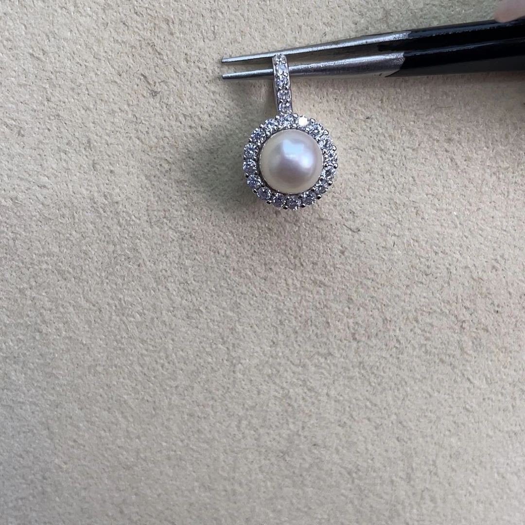 吊坠(不含链)银S925镶嵌海水珍珠