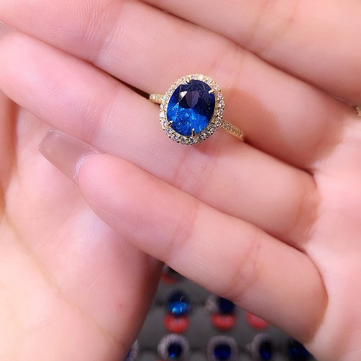 蓝宝石戒指银S925镶嵌