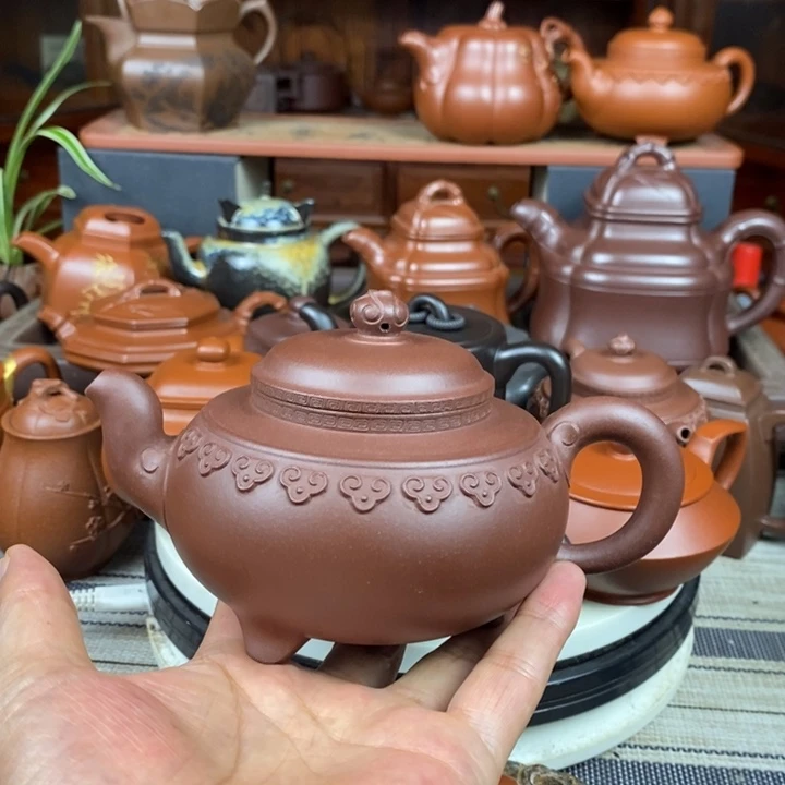 茶壶紫砂云肩如意380cc原矿老底曹青特价