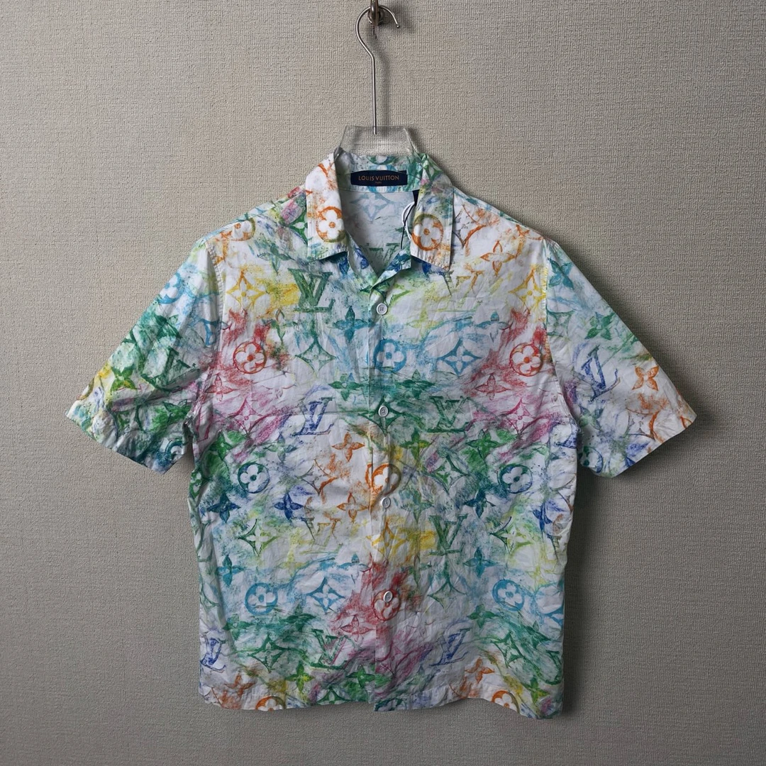 99新 LouisVuitton/路易威登 蜡笔三花满印短袖衬衫/尺码L