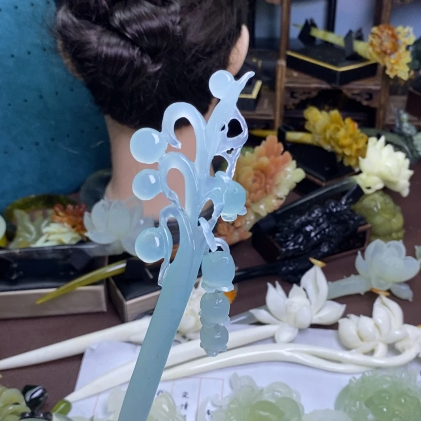 【闪购商品】岫玉未镶嵌发饰拾*子