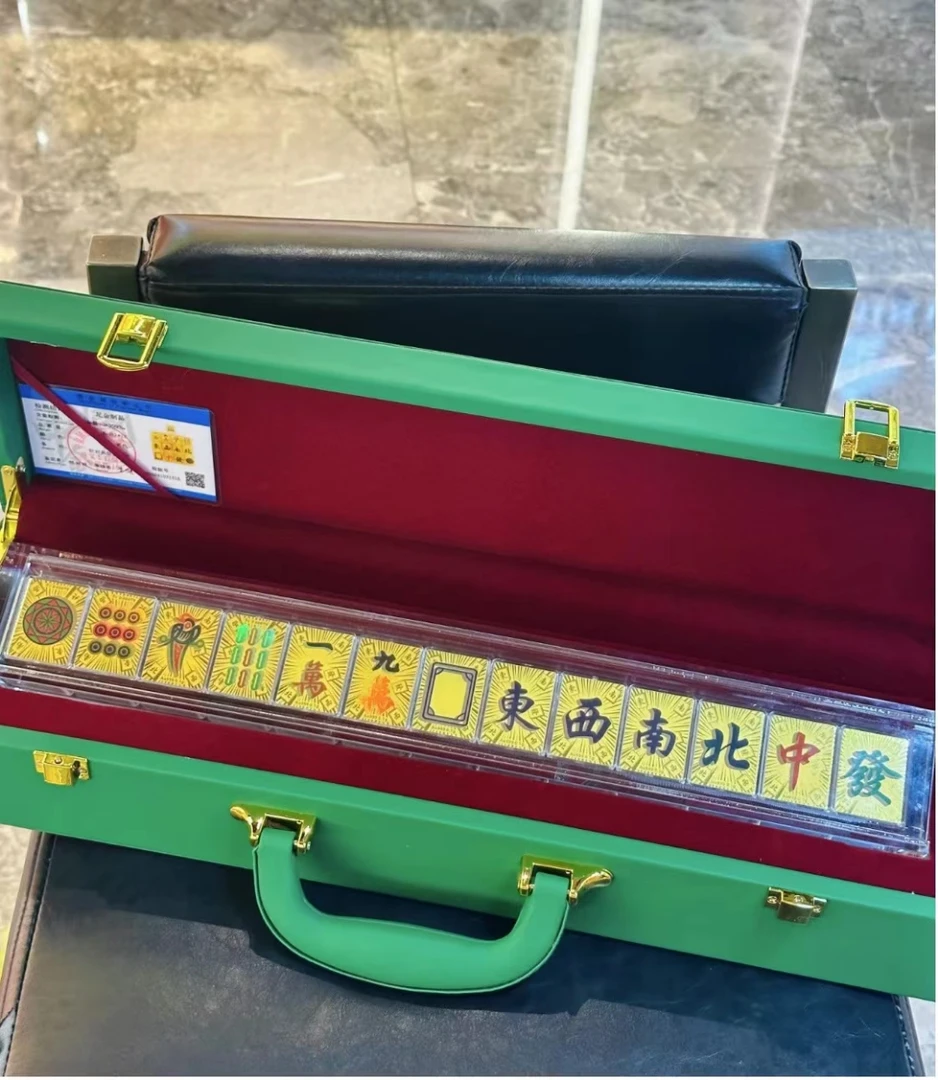 【含金工艺品】水贝专柜麻将十三幺含金款摆件发顺丰包邮