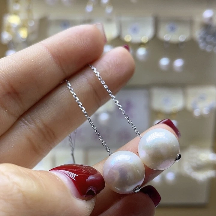 淡水珍珠耳饰银S925镶嵌