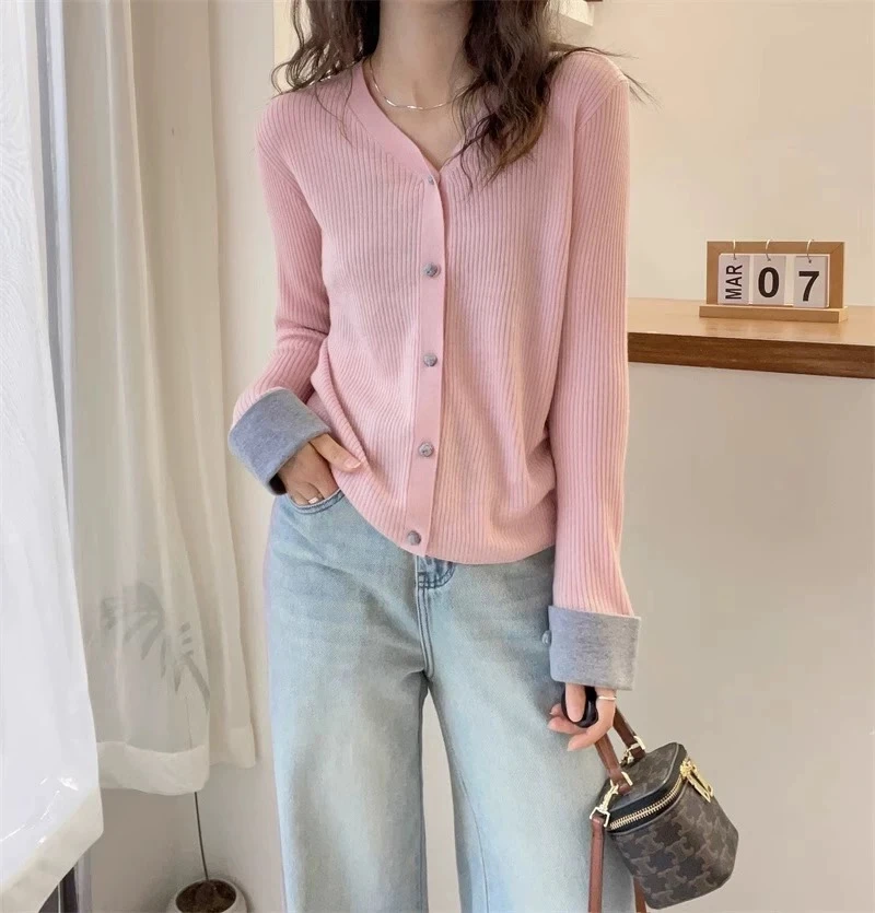 时尚显瘦百搭羊毛开衫新中式翻袖设计优雅气质女装毛衣上衣春秋