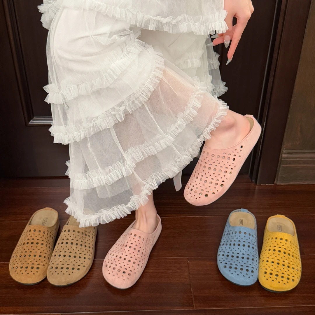 XHY女鞋内增高厚底时尚镂空勃肯包头拖韩版洞洞透气出游温州女鞋