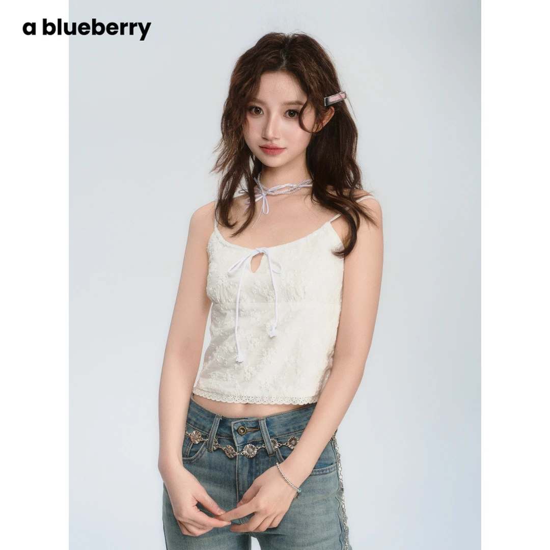 ablueberry 纯色绣花吊带辣妹韩版细肩带夏季简约内搭BC090452