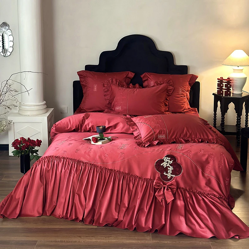 法式轻奢高定款婚庆高支高密100%纯棉高档婚房