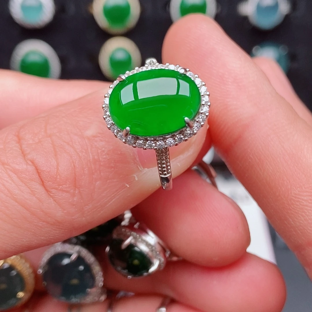 翡翠戒指银S925镶嵌865862488