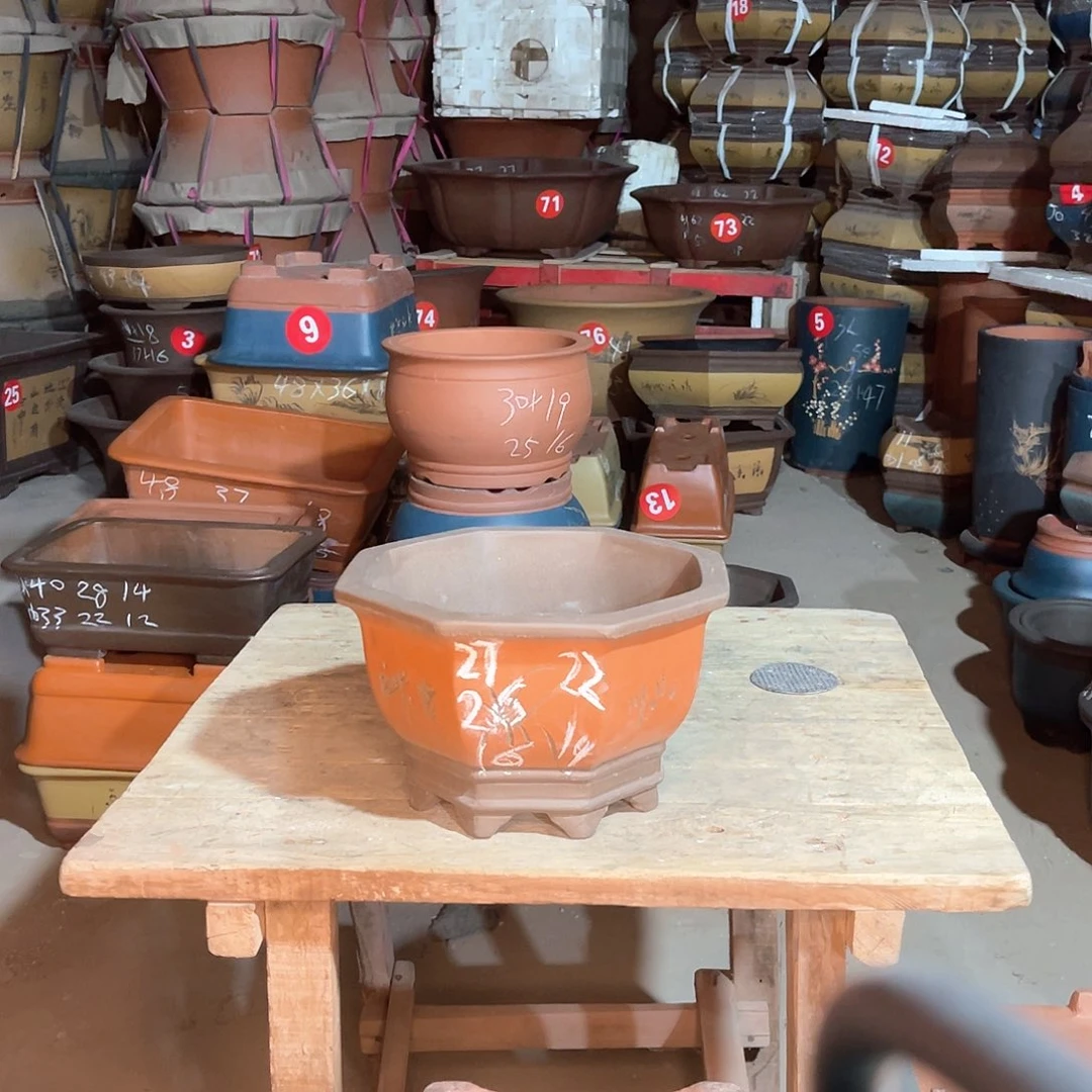 紫砂花盆八方盆一个