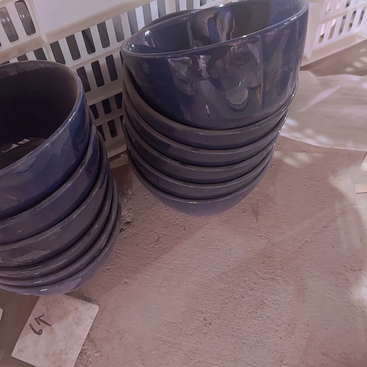 瓷6英寸 斗笠碗  蓝色