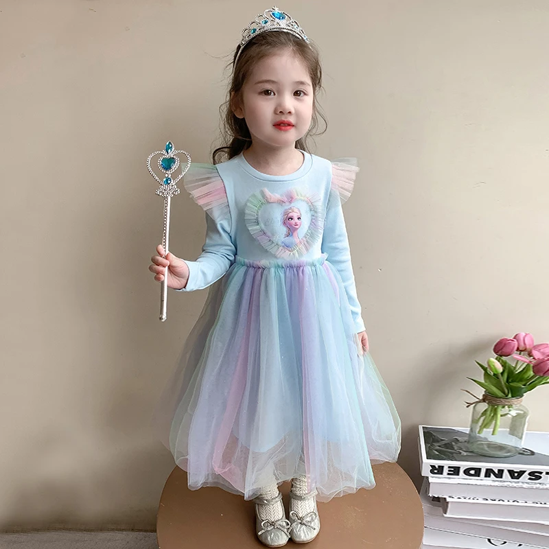 冰雪奇缘艾莎公主裙女童春秋2025新款儿童爱莎连衣裙女孩女宝纱裙