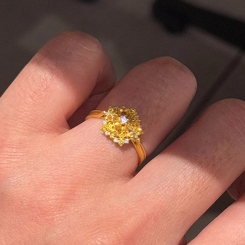 铜合金戒指 爆款闪闪发光雪花细闪戒指沙金色食指戒精致百搭轻奢