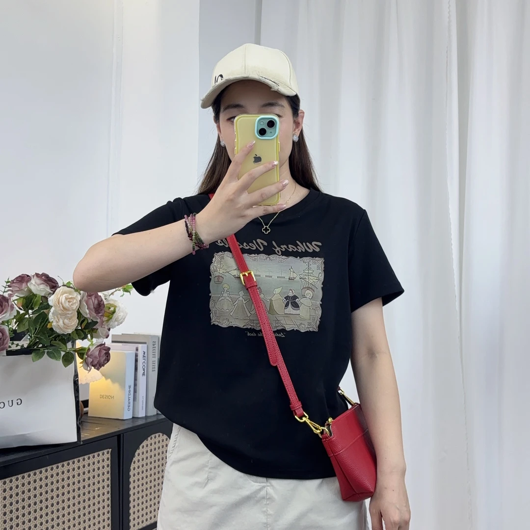 U.Ni【童话】夏季宽松正肩圆领棉T恤短袖