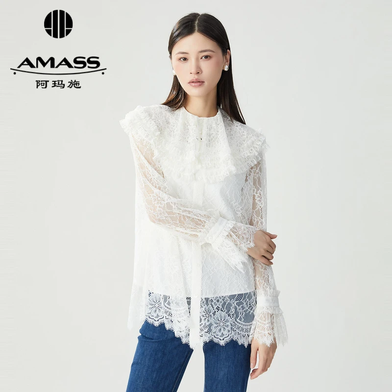 AMASS/阿玛施时尚经典复古宫廷风设计师精致气质蕾丝衬衫5300805