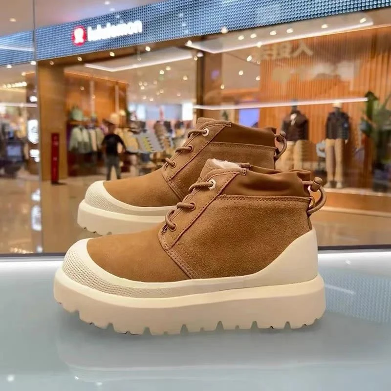 撤柜王一博同款羊皮毛一体雪地靴厚底高帮情侣同款