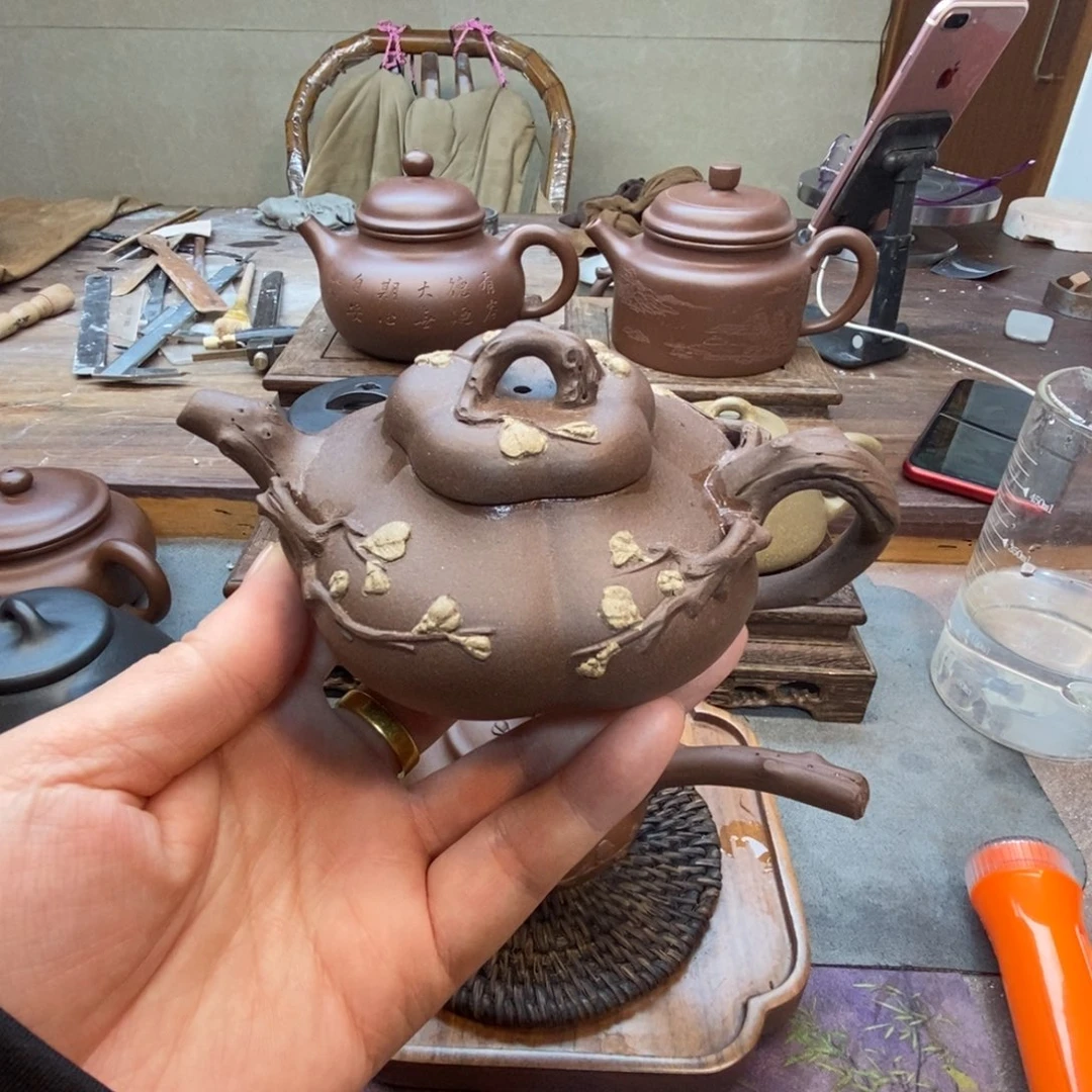 紫砂茶壶合梅壶（原矿老紫泥175cc）