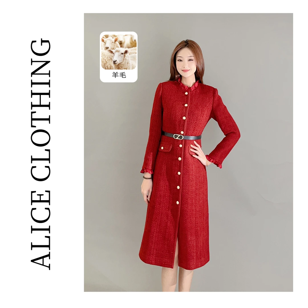 6 ALICE 年会战袍羊毛大衣优雅花边 显带 S2136672W
