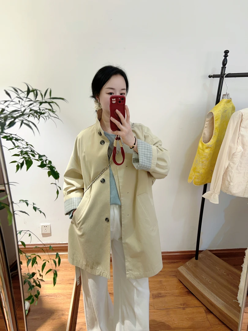 「花也慕慕子推荐」韩系一手长立领极简风风衣