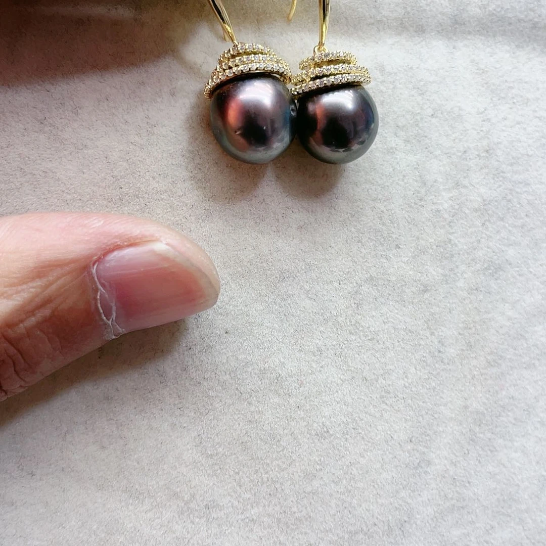 海水珍珠耳饰银S925镶嵌