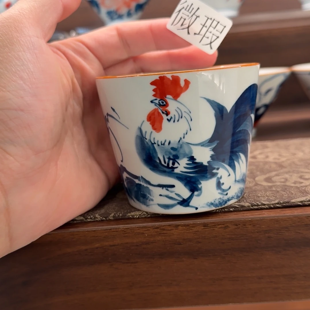 釉下手绘茶具微瑕