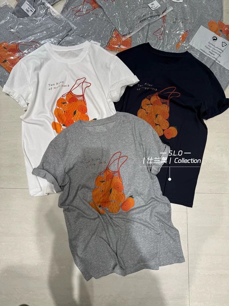 【网兜橘子】治愈系立体水墨画圆领短袖T韩版简约休闲百搭