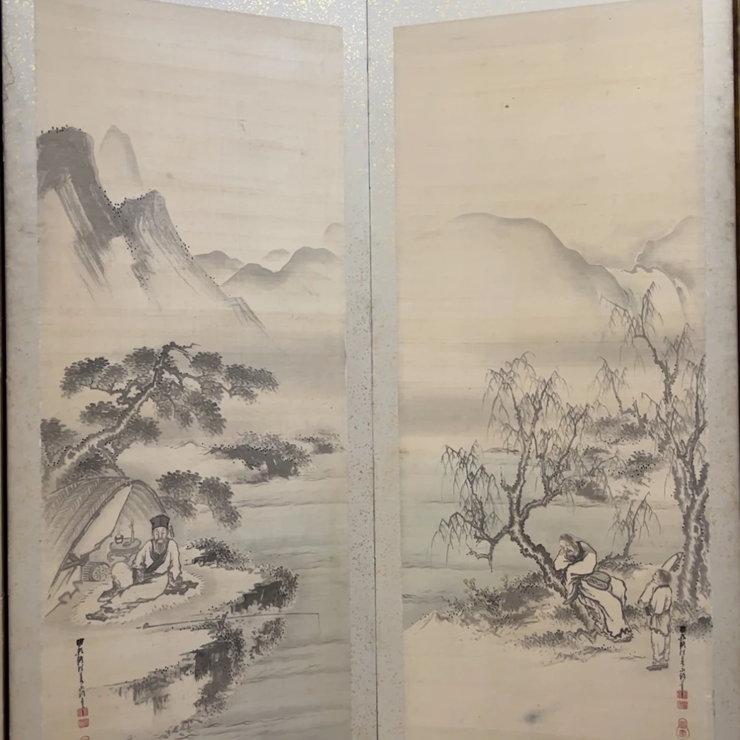 绘画屏风框画茶空间设计