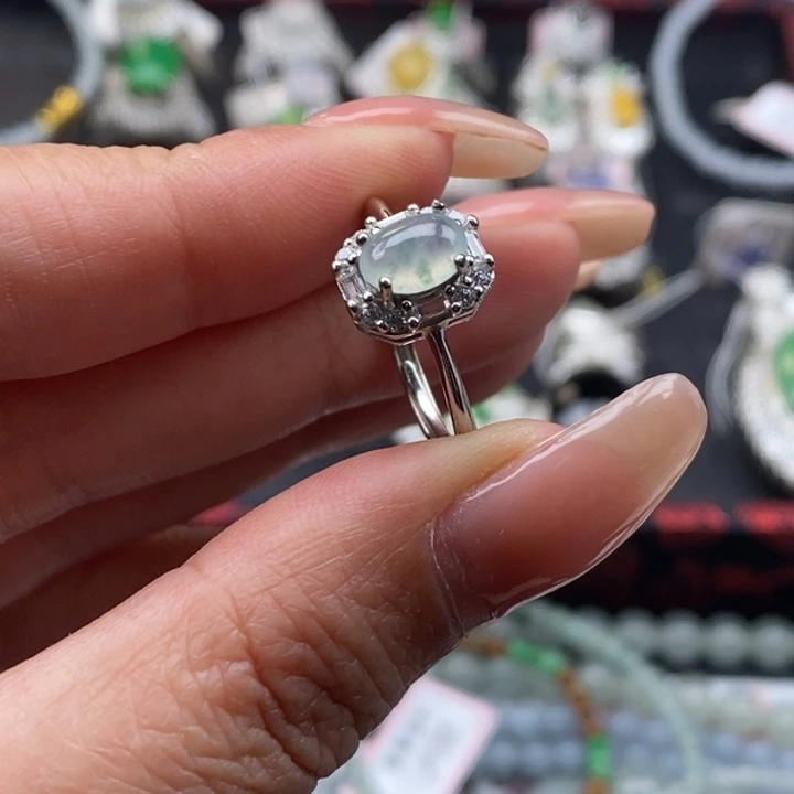 翡翠吊坠(不含链)银S925镶嵌戒指