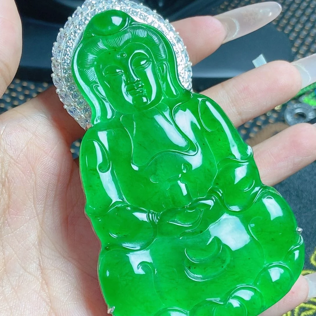 颈饰银S925镶嵌翡翠