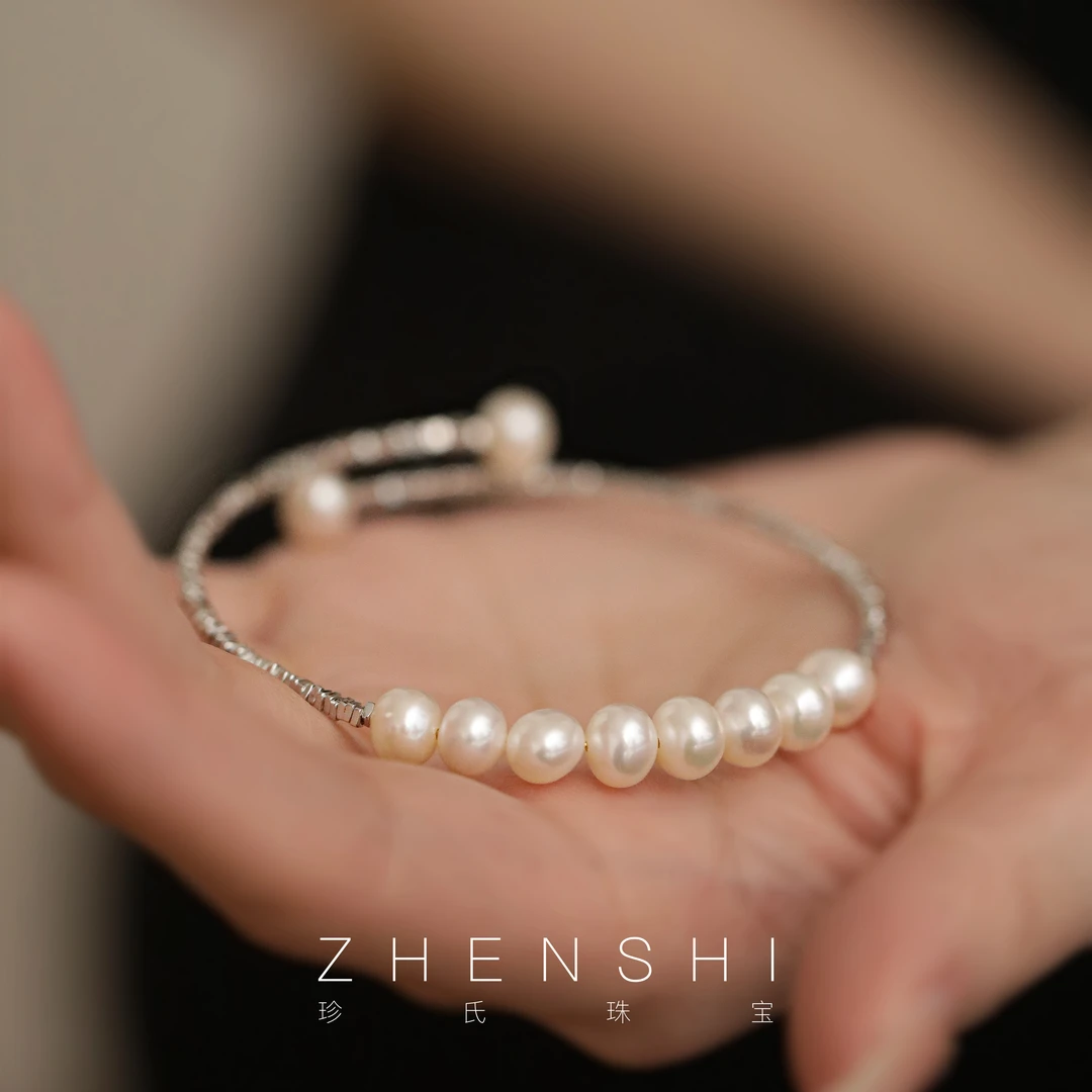 珍氏珠宝 天然淡水珍珠手链女款 优雅碎银子高级感手环  (星愿)
