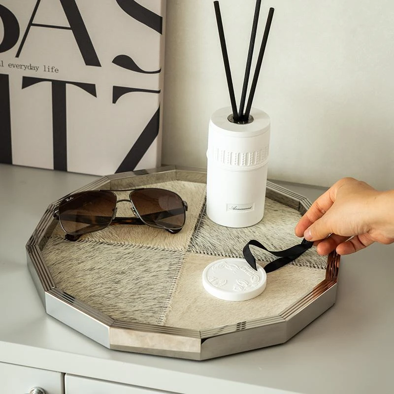 法式托盘 香薰托盘 衣帽间高颜值首饰收纳盘茶几托盘摆件马毛托盘