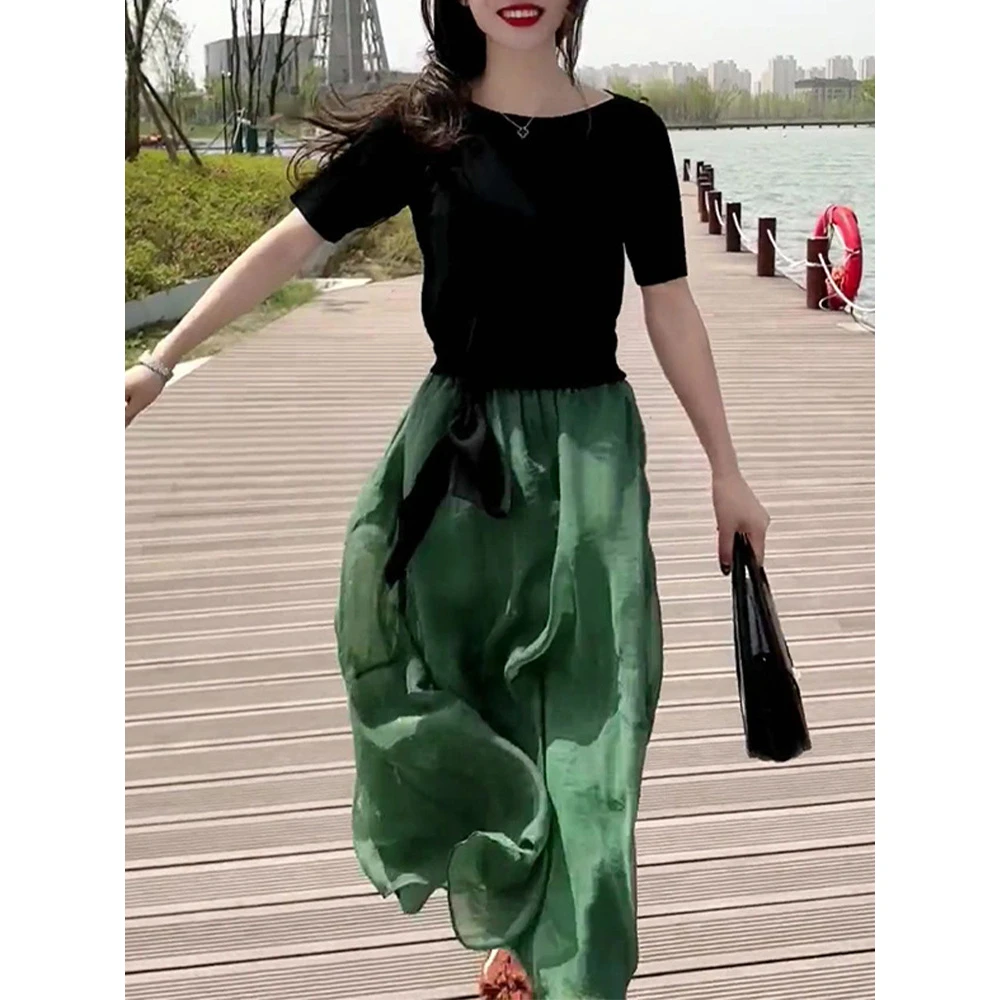 新款轻奢高级感搭配休闲减龄半身裙两件套装JYSDYF2306090 3-F19