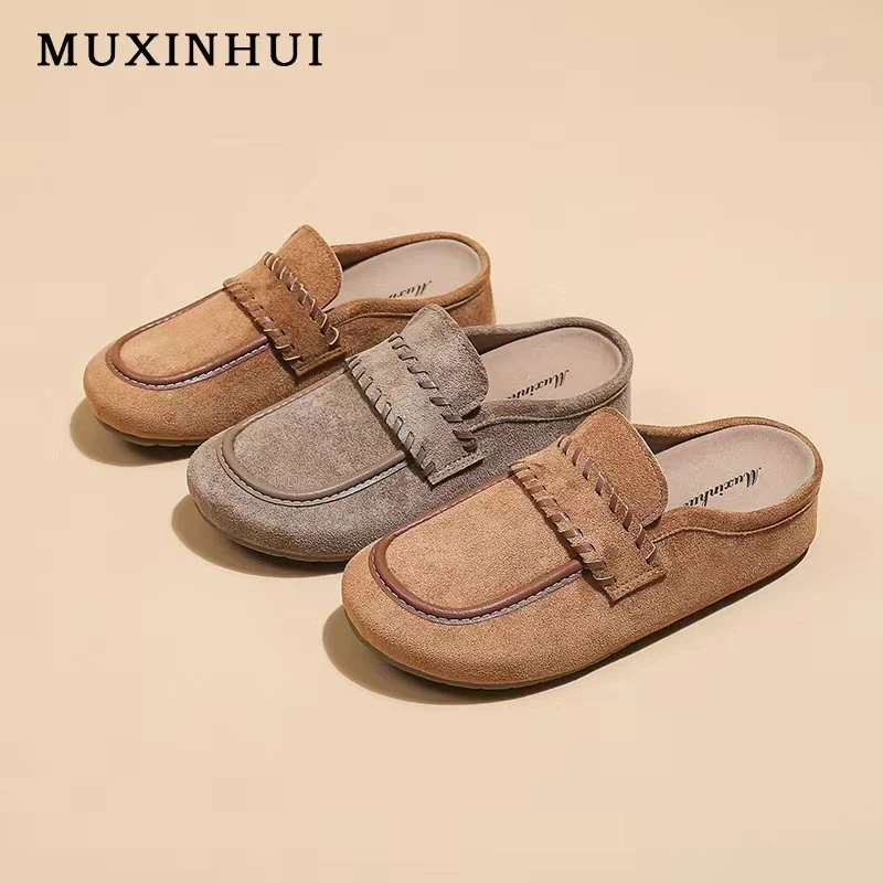 【品牌】厚底勃肯鞋女2025秋季外穿包头半拖鞋懒人一脚蹬单鞋863