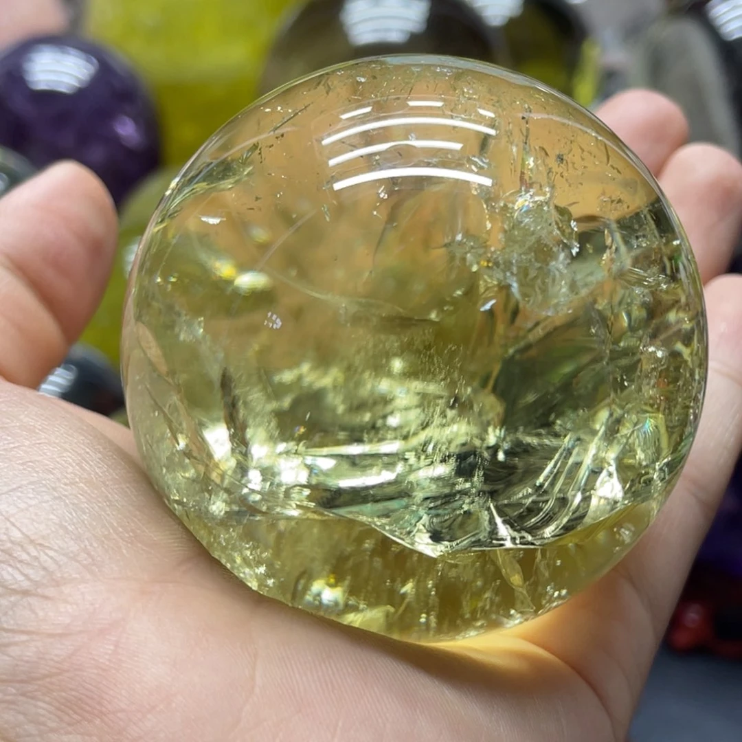 未镶嵌珠宝半成品水晶MM黄水晶球C2082